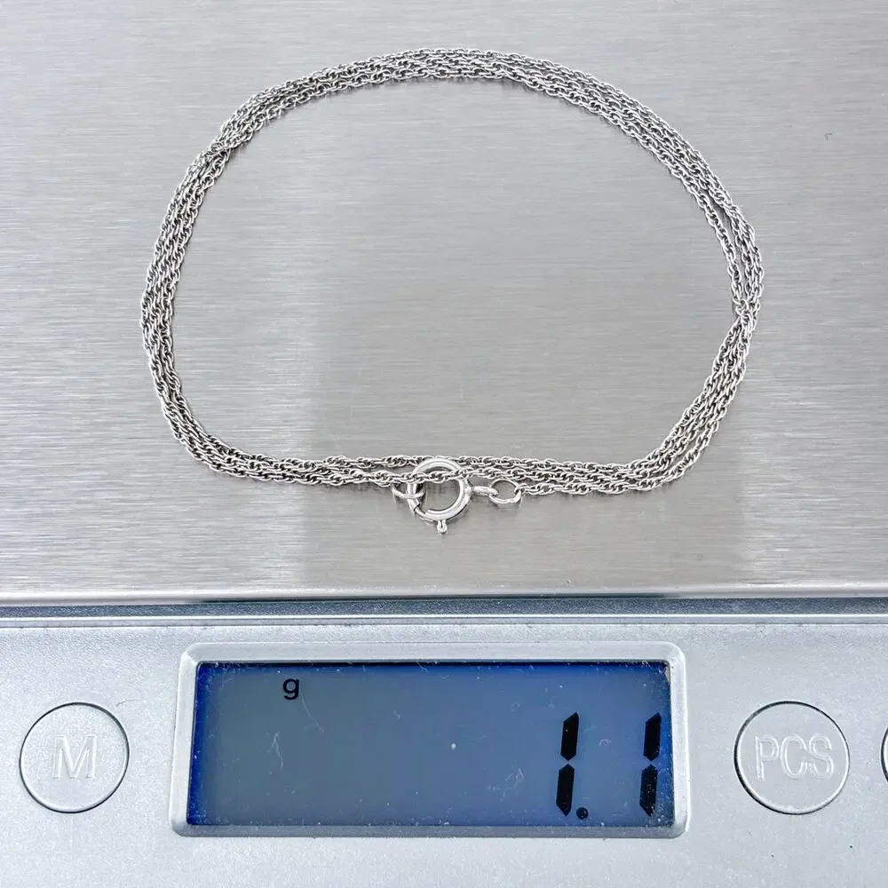 Vintage Sterling Silver 925 Rope Link Chain Necklace 18